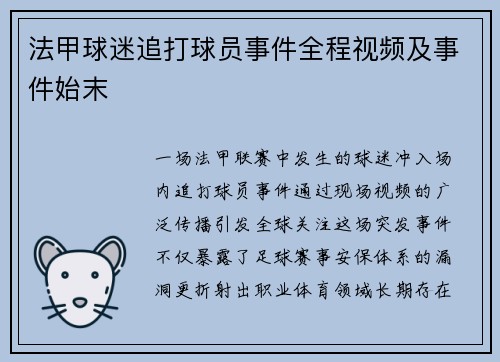 法甲球迷追打球员事件全程视频及事件始末